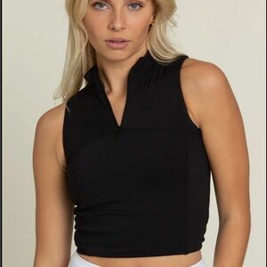 GOLD HINGE Black Day to Night Quarter Zip Top NWT